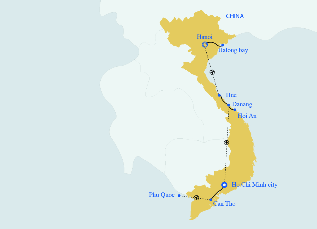 Carte - plus beaux sites du Vietnam